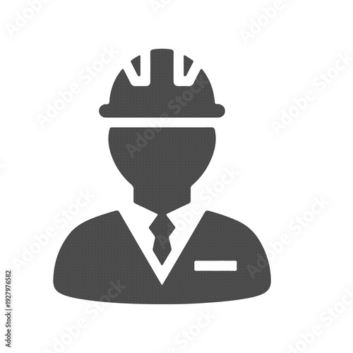 Engineer Worker Construction Icon in Minimal Flat Gray Style Isolated on Transparent Background