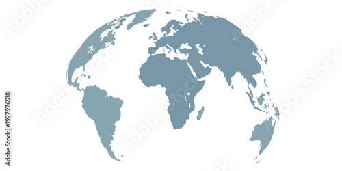 Stylized blue and white globe illustration on a plain white background