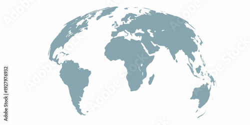Stylized world globe illustration with continents and oceans in muted blue