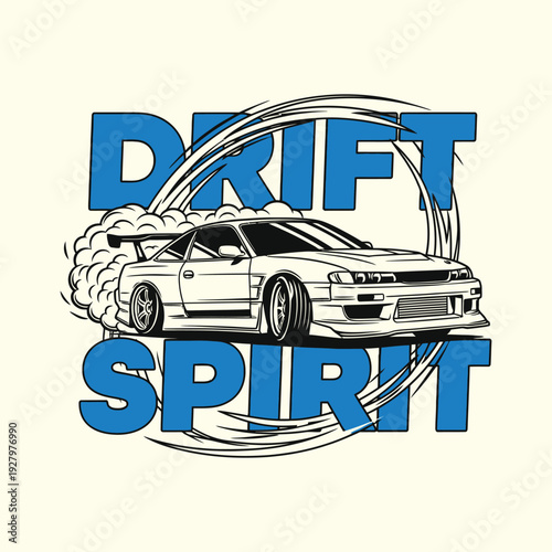 Drift car racing with a spirit of speed and competition tshirt design