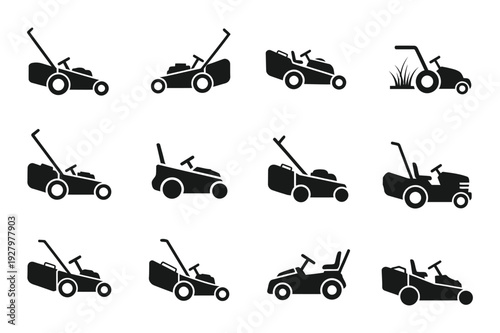 lawn mower icon silhouette vector illustration