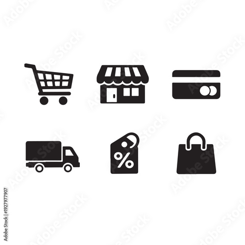 Set of 6 Flat E-commerce and Online Shopping Vector Icons