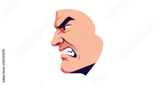 Angry Man Face Profile.