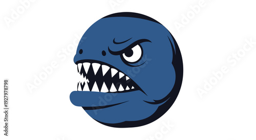 Angry Shark Cartoon Face.