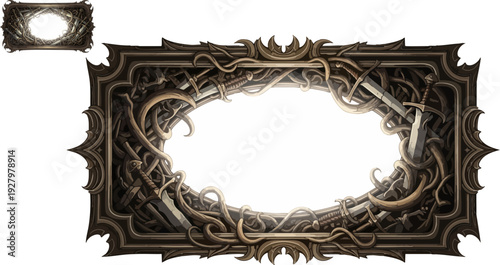 Vintage bronze ornate frame border