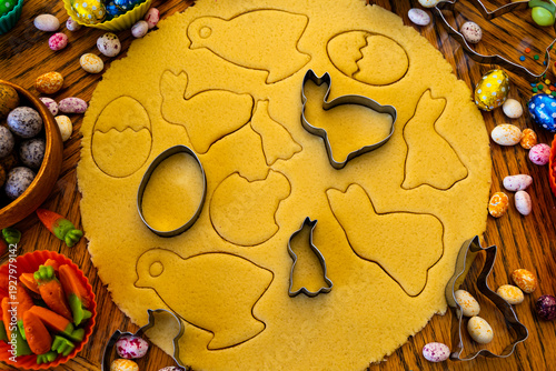 Easter cookie crafting involves creating festive treats by cutting shortcrust dough into traditional shapes like bunnies, eggs, and chicks using special cookie cutters, following detailed traditional 