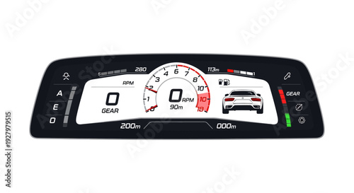 Car Dashboard Speedometer Display.