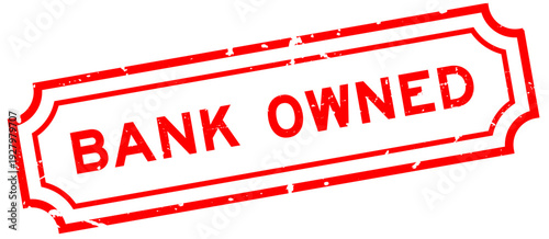 Grunge red bank owned word rubber seal stamp on white background