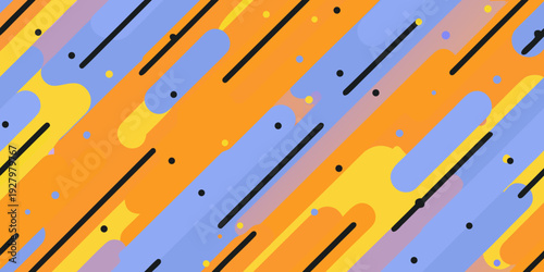 Abstract colorful background with diagonal stripes and scattered dots