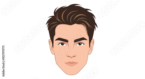 Cartoon Young Man Face.