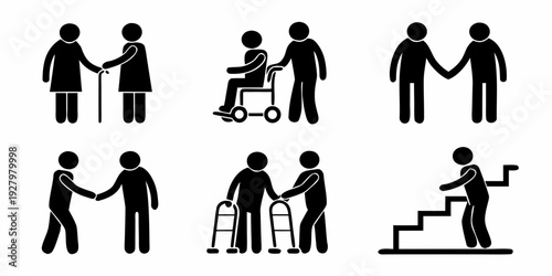 Accessibility icons depicting people with various mobility needs