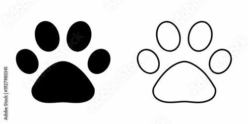 Black and white illustration of two distinct animal paw prints