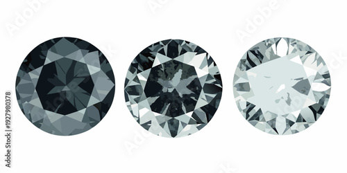 Three oval cut diamonds displaying varying degrees of color and clarity
