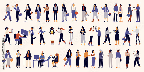 Diverse group of people illustrated in a minimalist flat vector style