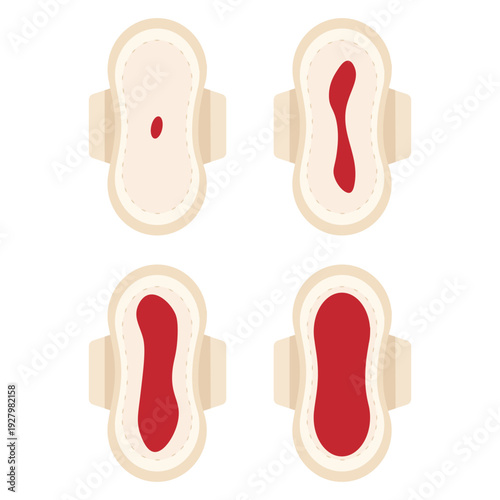 Menstrual Flow Levels Set. Vector illustration.