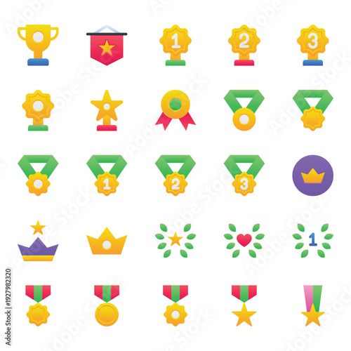 Gradient color icons set for Awards