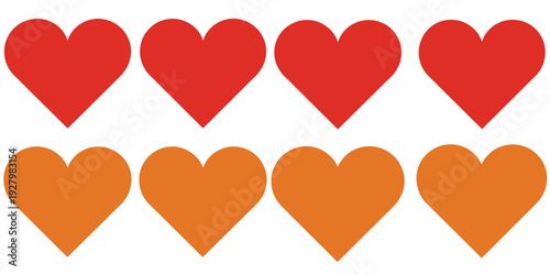 Heart shape isolated icon set, red heart vector icons collection, heart symbols on white background, love and romantic concept, editable vector illustration, flat and line style, modern simple heart 