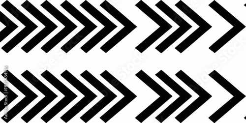 Repetitive pattern of black chevrons on a stark white background