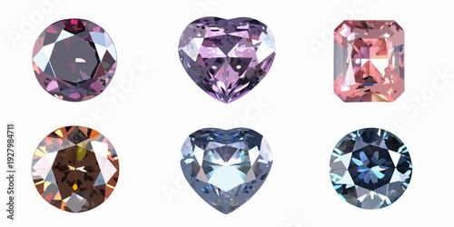 Assortment of brilliantly cut gemstones in various shapes and hues