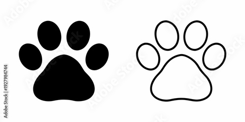 Two contrasting paw prints one solid one outlined in black
