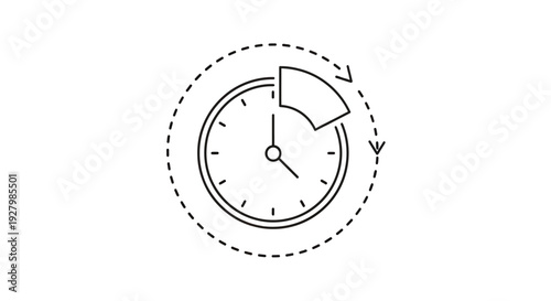 A line art icon depicting a clock with a circular arrow, symbolizing refresh, update, or a time-based cycle.