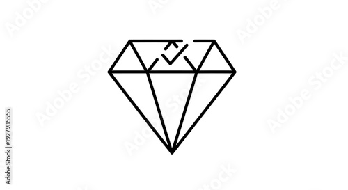 A simple black outline drawing of a faceted diamond shape on a white background, representing luxury and value.