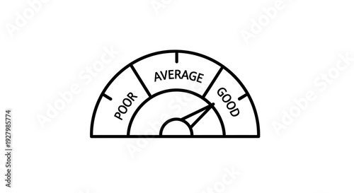 Line art icon of a performance gauge with a needle pointing to the 'GOOD' section, indicating a positive evaluation or high quality.