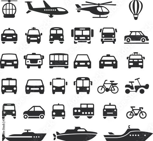 Various modes of transportation icons