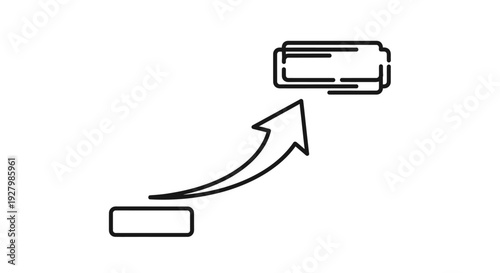 Abstract illustration showing a small component being upgraded or integrated into a larger system with an upward arrow.