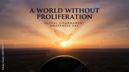 Dove Silhouetted Against Sunset on International Day for Disarmament and Non-Proliferation Awareness
