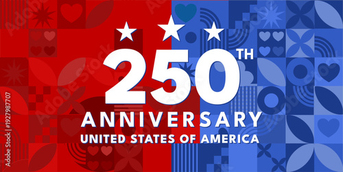United states of america 250th anniversary, usa 250, abstract geometric pattern background, vector illustration