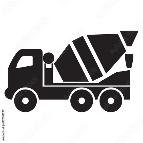 concrete mixer truck, vector icon
