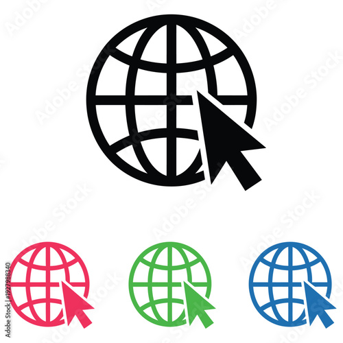 Web internet icon collection, go to website navigation symbol, simple flat style online access and browsing icons, editable vector set, modern network, browser, and digital communication design