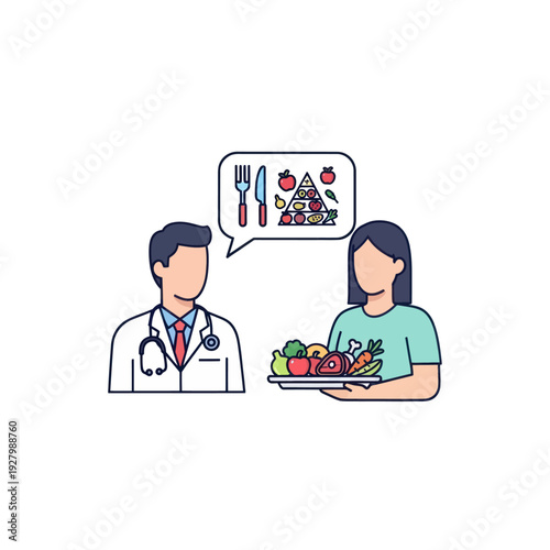 Doctor advises woman on healthy eating and nutrition diet