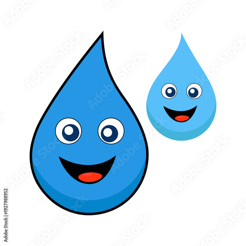 Smiling water drop mascot cartoon for app and web branding, logo design, clean liquid character png isolated
