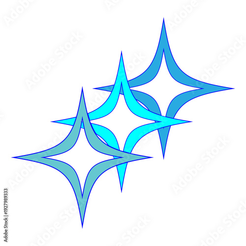 Brilliant luminous sparkles. Extraordinary blue stars Vector. Glistening sapphire symbols. Magnificent iridescent embellishments.