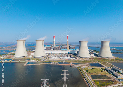 Bild auf Leinwand Aerial view of the Tianjin Coastal Power Plant