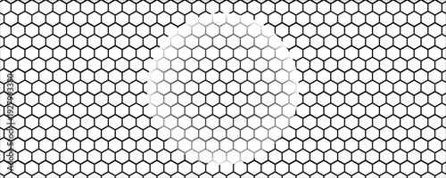 Abstract background consisting of hexagonal shapes with vanishing effect and transparency. Background with transparency effect. Abstract disappearing background.