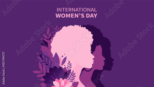 Vector Illustration International Women's Day Stylized Woman Face Flowers