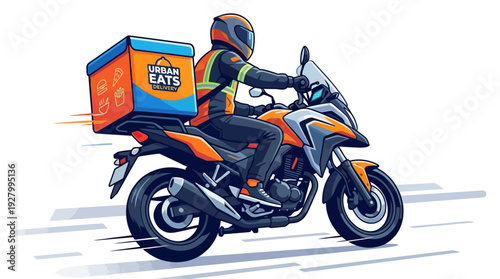 Online Food Courier Motorbike Flat Design