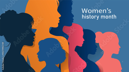 Stylized Silhouettes of Diverse Generations in Gradient Colors on Blue Background
