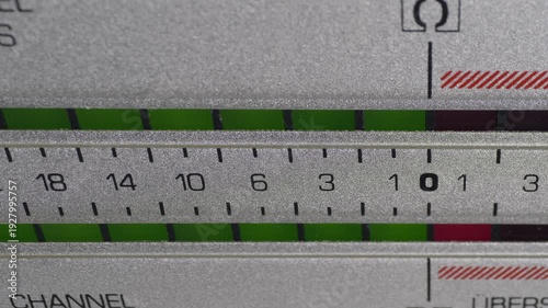 Weighted peak level meter showing overdrive on vintage Tape Player