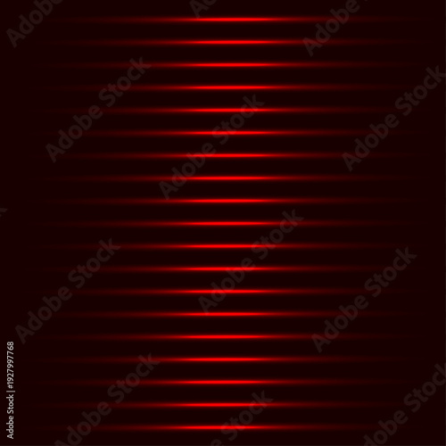Abstract red neon glowing horizontal lines on black background, Futuristic digital technology background with vivid red laser rays, Cybersecurity and gaming style red light beam pattern backdrop, Mode