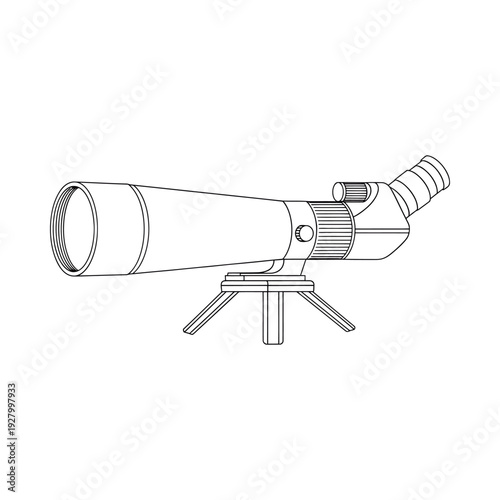 Telescope on tripod stand for stargazing and astronomy observations in a dark environment