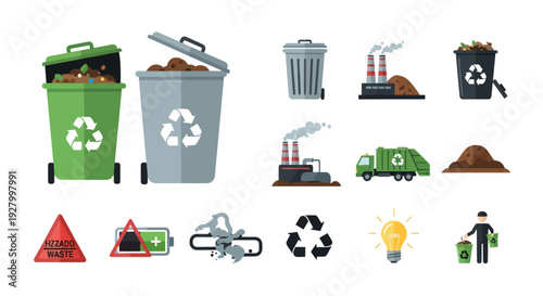 Collection of Recycling and Waste Management Icons.