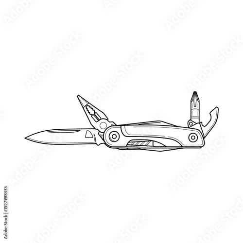 Compact multitool featuring a sharp knife blade screwdriver bottle opener and pliers in a sleek stainless steel design for outdoor and everyday utility