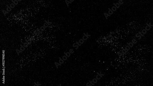 White grunge noise and dust texture overlay on black background
