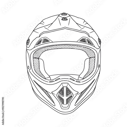 Full face motocross helmet in white with visor and ventilation system for off road racing and extreme sports