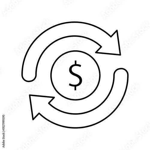 Dollar coin with sync arrows