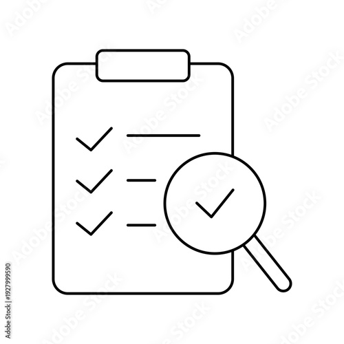 Checklist with magnifying glass